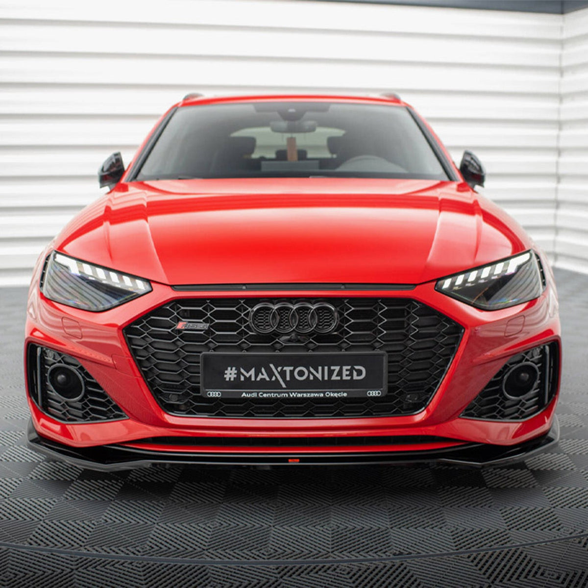 Maxton Design Audi RS4 V1 Front Splitter In Gloss Black (B9 Facelift)