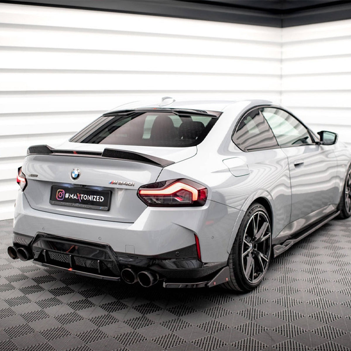 Maxton Design BMW M240i/2 Series V2 Rear Side Splitters + Flaps In Gloss Black (G42)