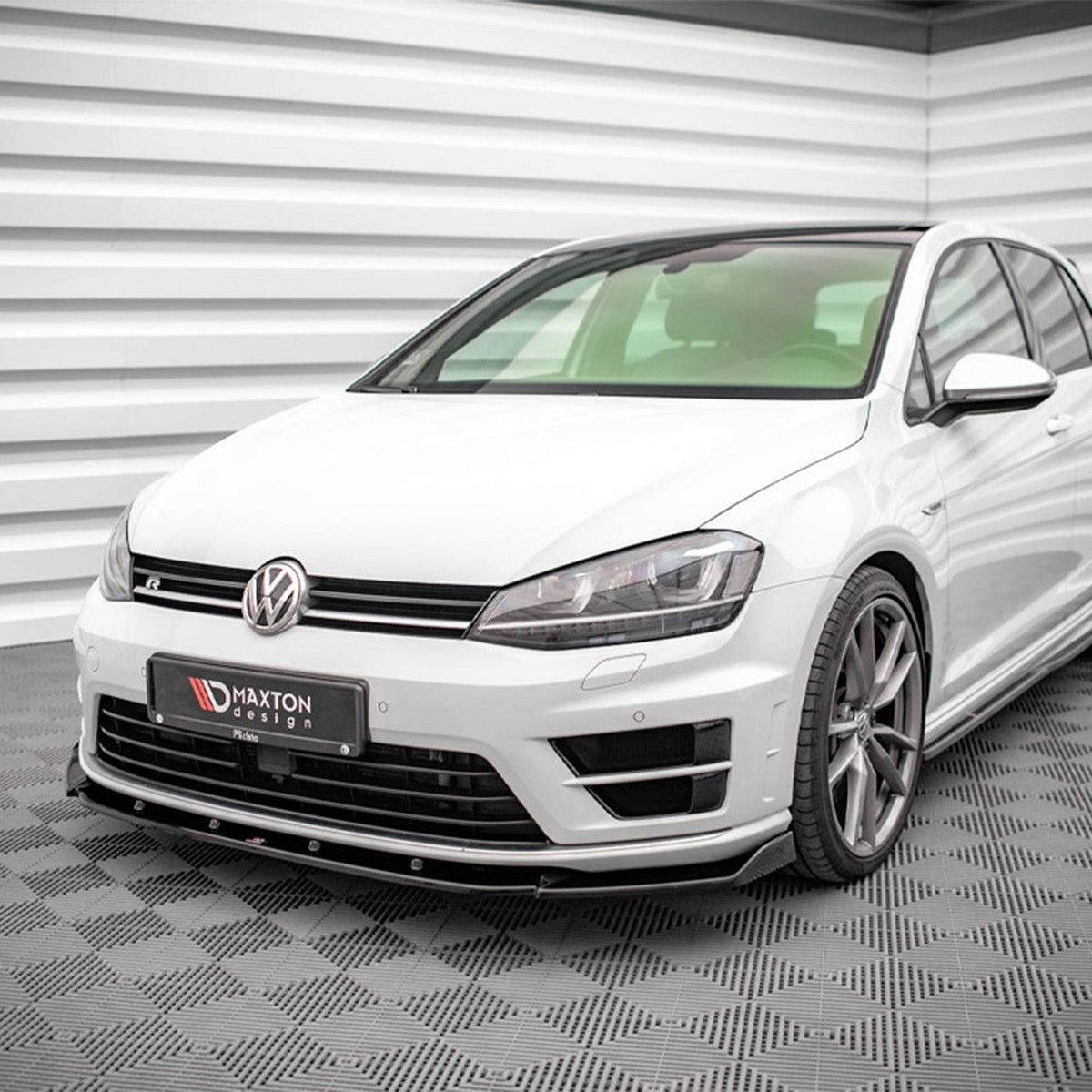 Maxton Design Volkswagen Golf R V4 Front Splitter In Gloss Black (Mk7)