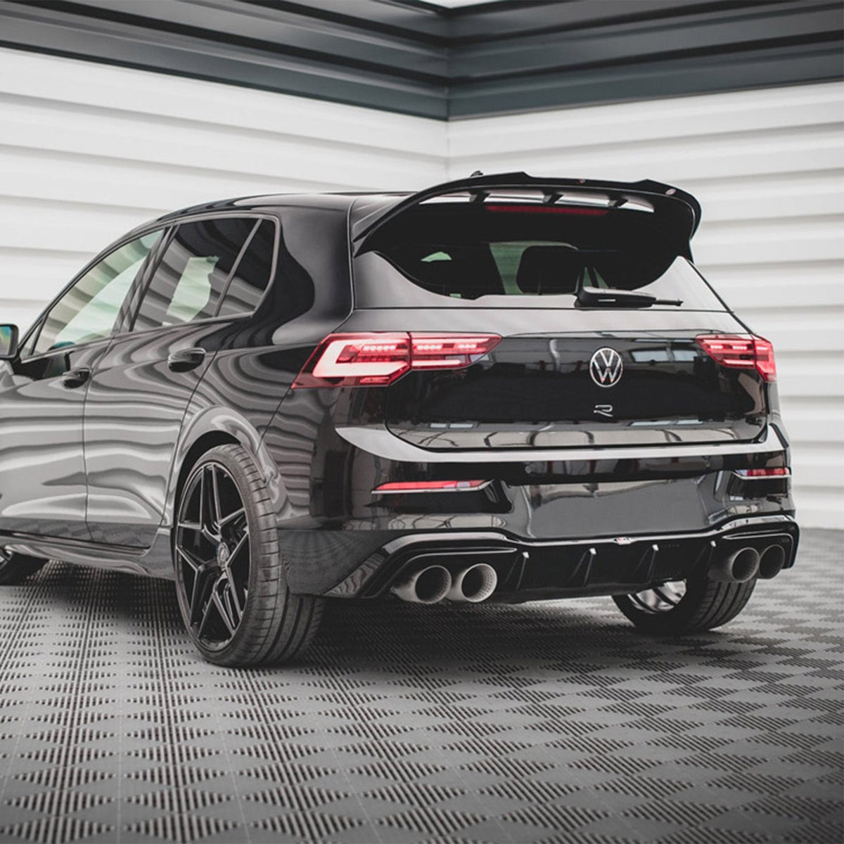 Maxton Design Volkswagen Golf R V2 Rear Diffuser In Gloss Black (Mk8)