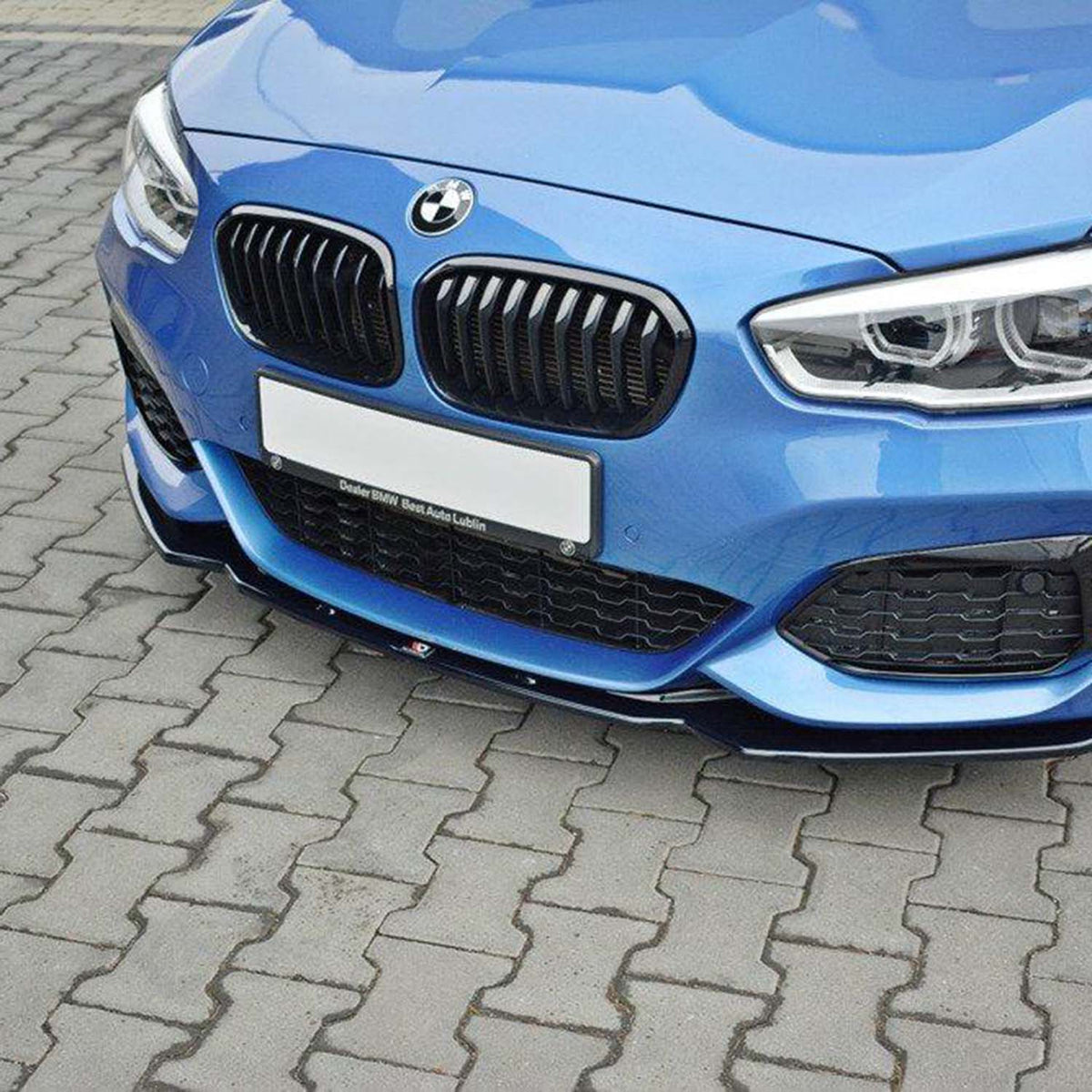 Maxton Front Splitter V1 BMW 1 F20/F21 M-Power Facelift (2015-19) In Gloss Black