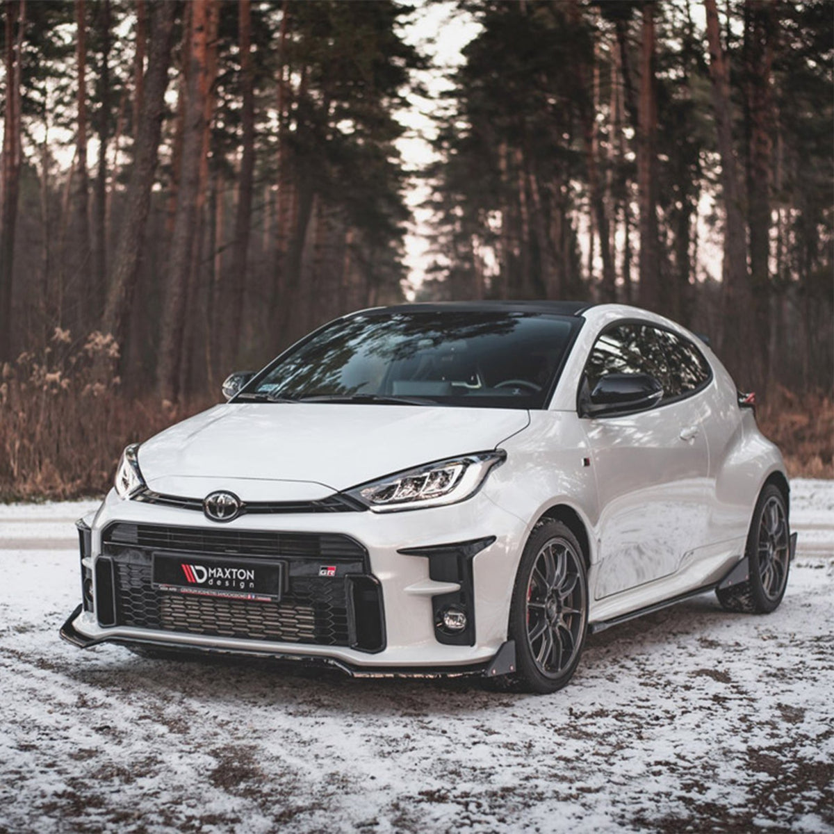 Maxton Design Toyota GR Yaris V3 Front Splitter + Flaps In Gloss Black (Mk4)