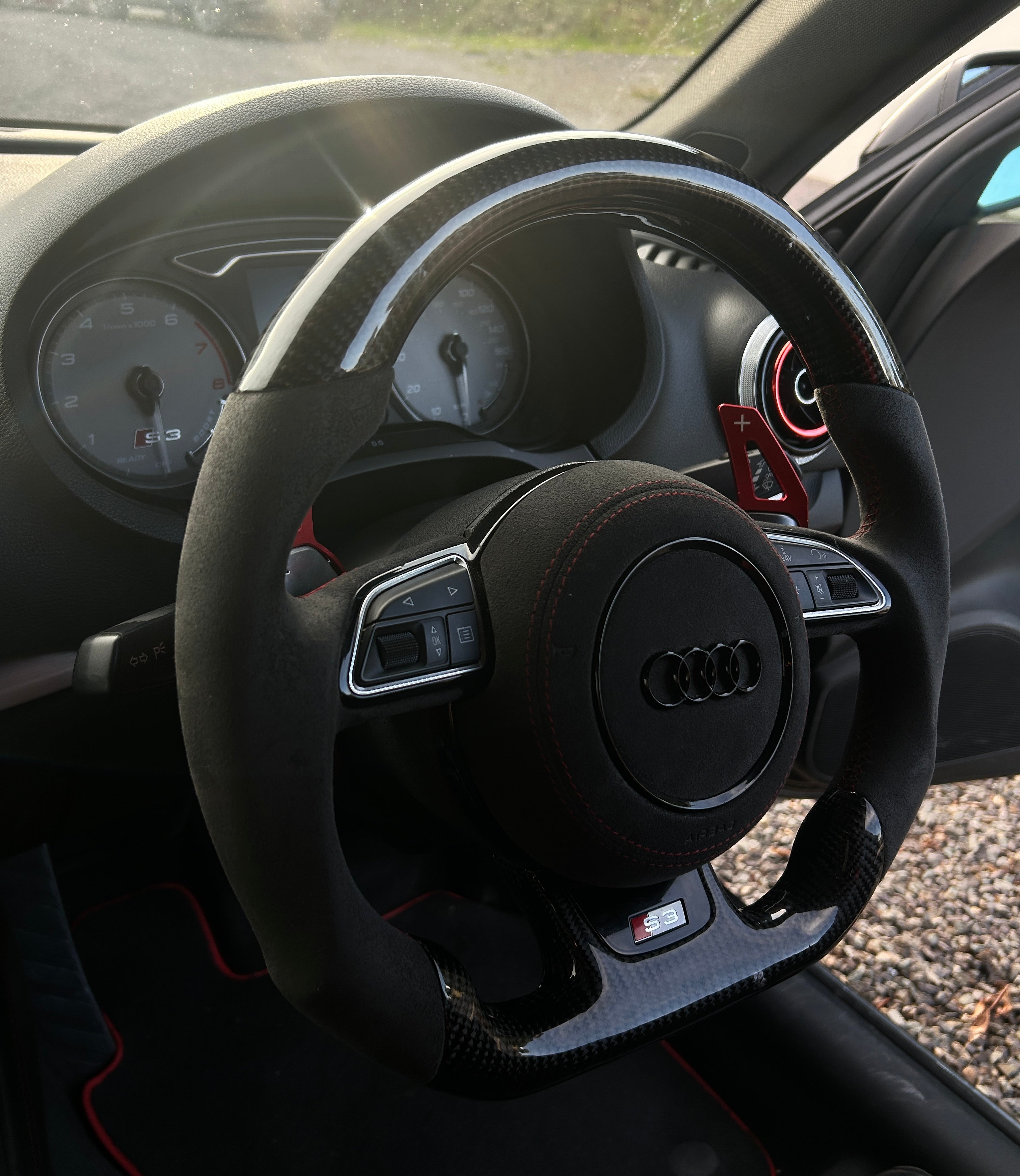 Carbon Fiber & Alcantara Flat-Bottom Steering Wheel | Fits Audi A3 S3 RS3 (8V) 2015–2020