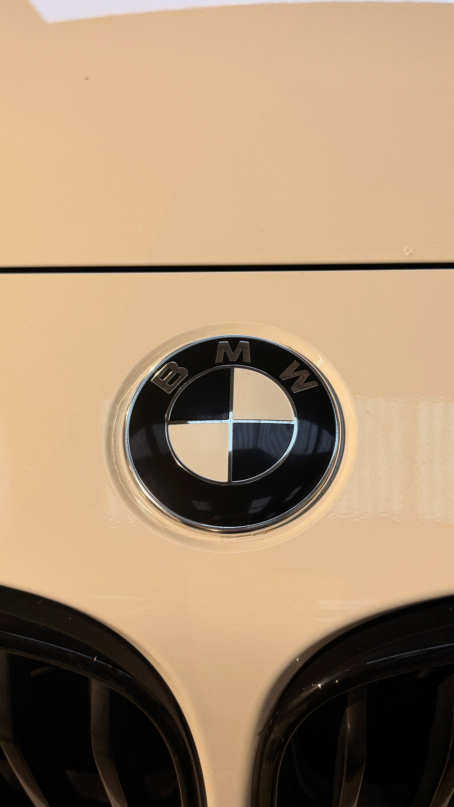 BMW 82mm Front x 74mm Rear Black & White Replacement Badges – Required Automotive