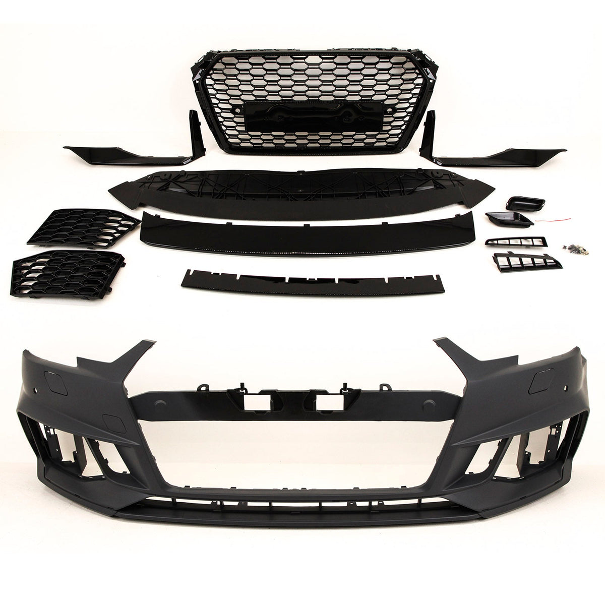 Audi A4 B9 Facelift 2015-18 Front Bumper Bodykit Honeycomb Grilles Spoilers