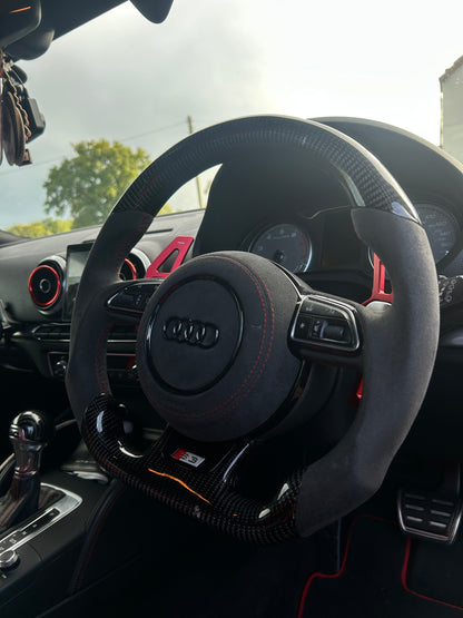 Carbon Fiber & Alcantara Flat-Bottom Steering Wheel | Fits Audi A3 S3 RS3 (8V) 2015–2020