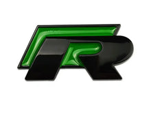 Volkswagen 'R' Front & Rear Badge / Emblem  (Black + Green)