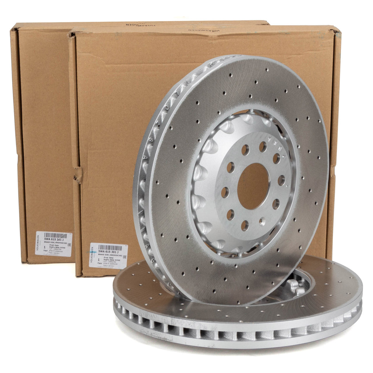 FOR VW GOLF GTI 2.0 VIII CLUBSPORT 2020- FRONT GENUINE DISCS DRILLED 5WA615301J