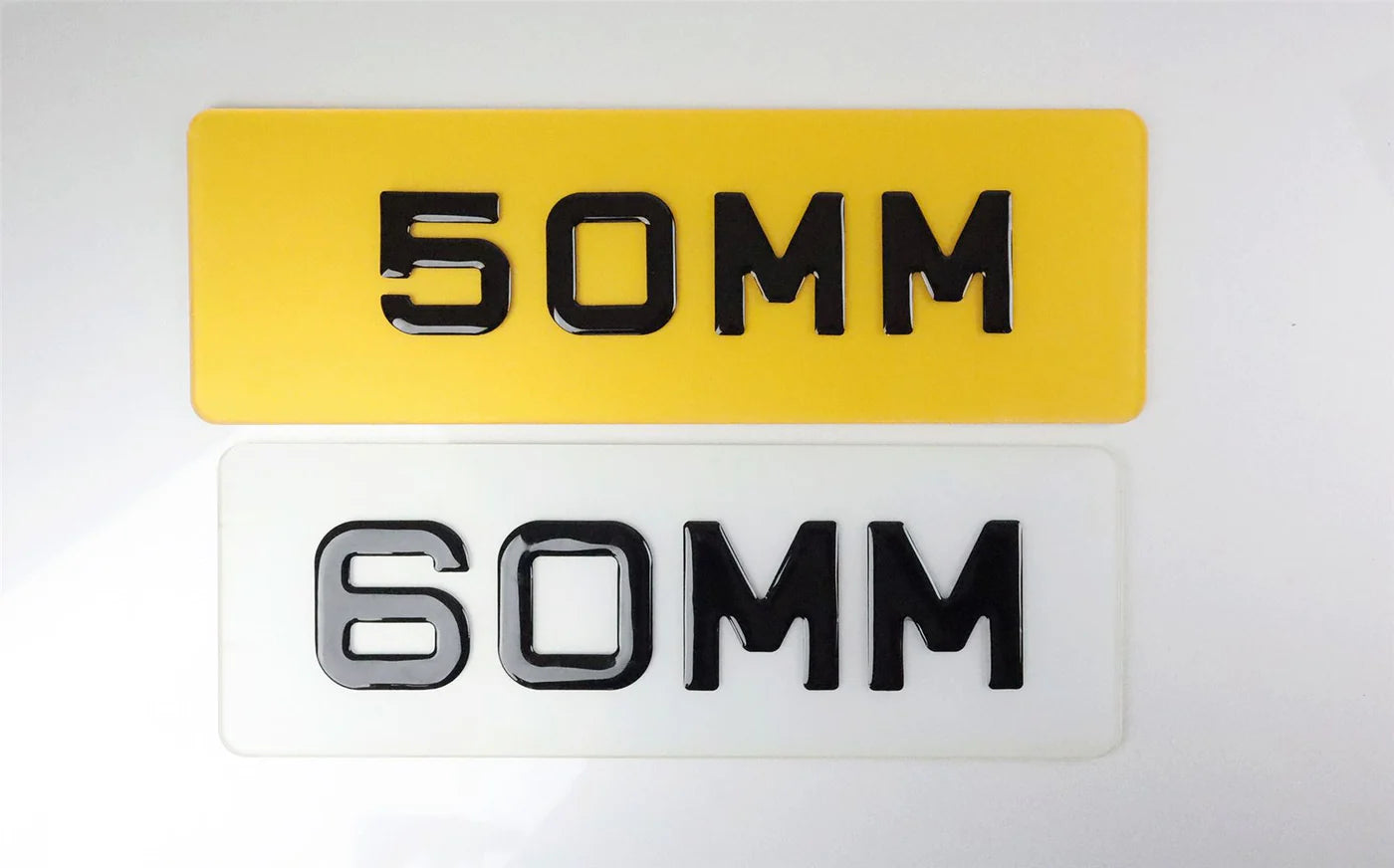 Metro/Irish Font Gel Gloss Number Plates - 50mm Small