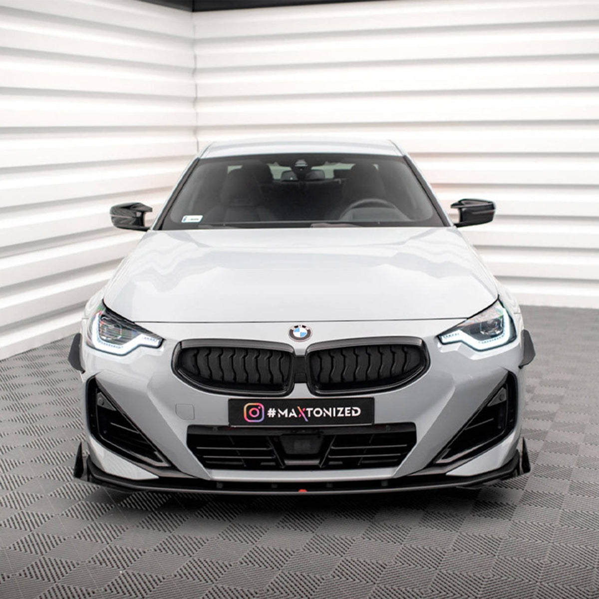 Maxton Design BMW M240i/2 Series Street Pro Front Splitter + Flaps In Black (G42)