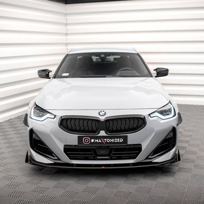Maxton Design BMW M240i/2 Series Street Pro Front Splitter + Flaps In Black (G42)