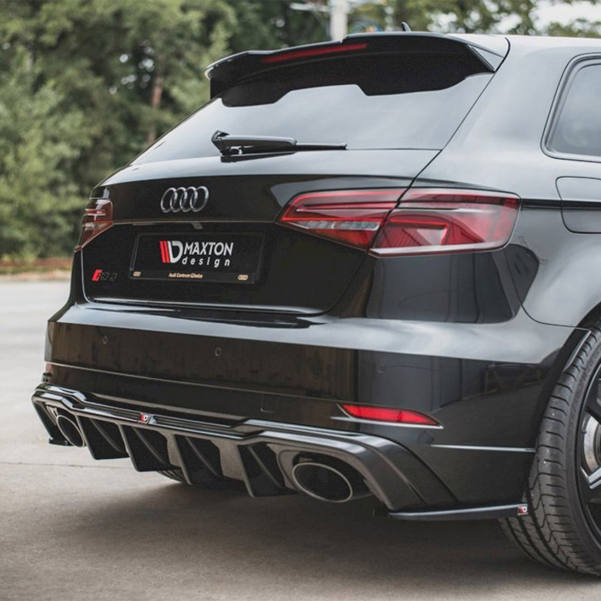 Maxton Design Audi RS3 Sportback V2 Rear Diffuser In Gloss Black (8V Facelift 2017+)