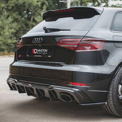 Maxton Design Audi RS3 Sportback V2 Rear Diffuser In Gloss Black (8V Facelift 2017+)