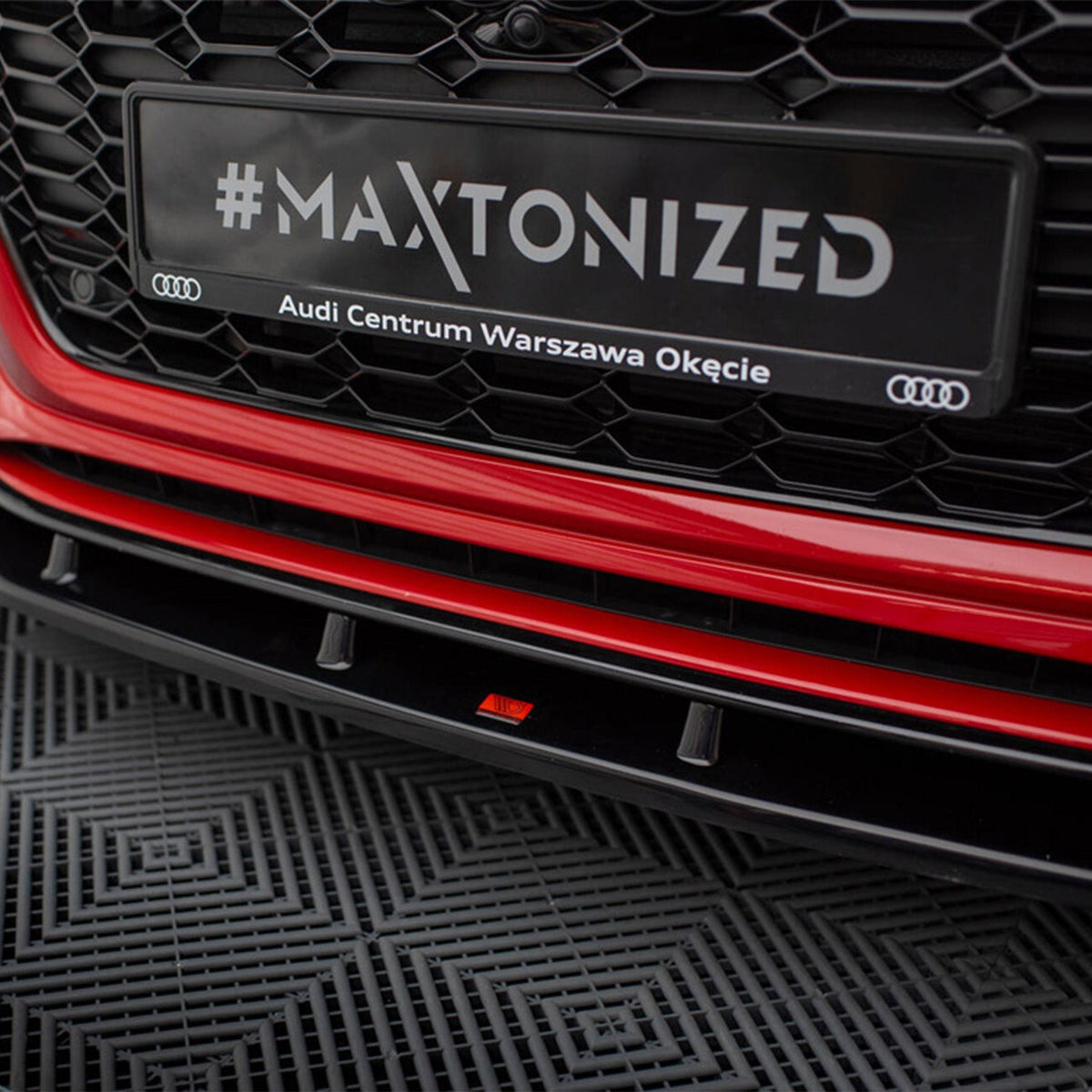 Maxton Design Audi RS4 V2 Front Splitter In Gloss Black (B9 Facelift)
