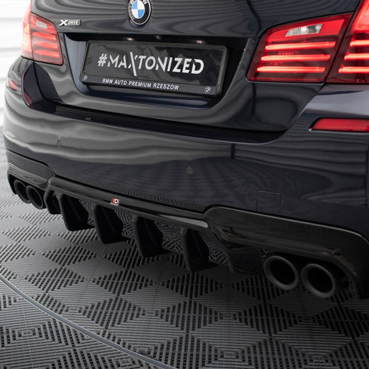 Maxton Design BMW F10 5 Series M Sport Rear Diffuser In Gloss Black