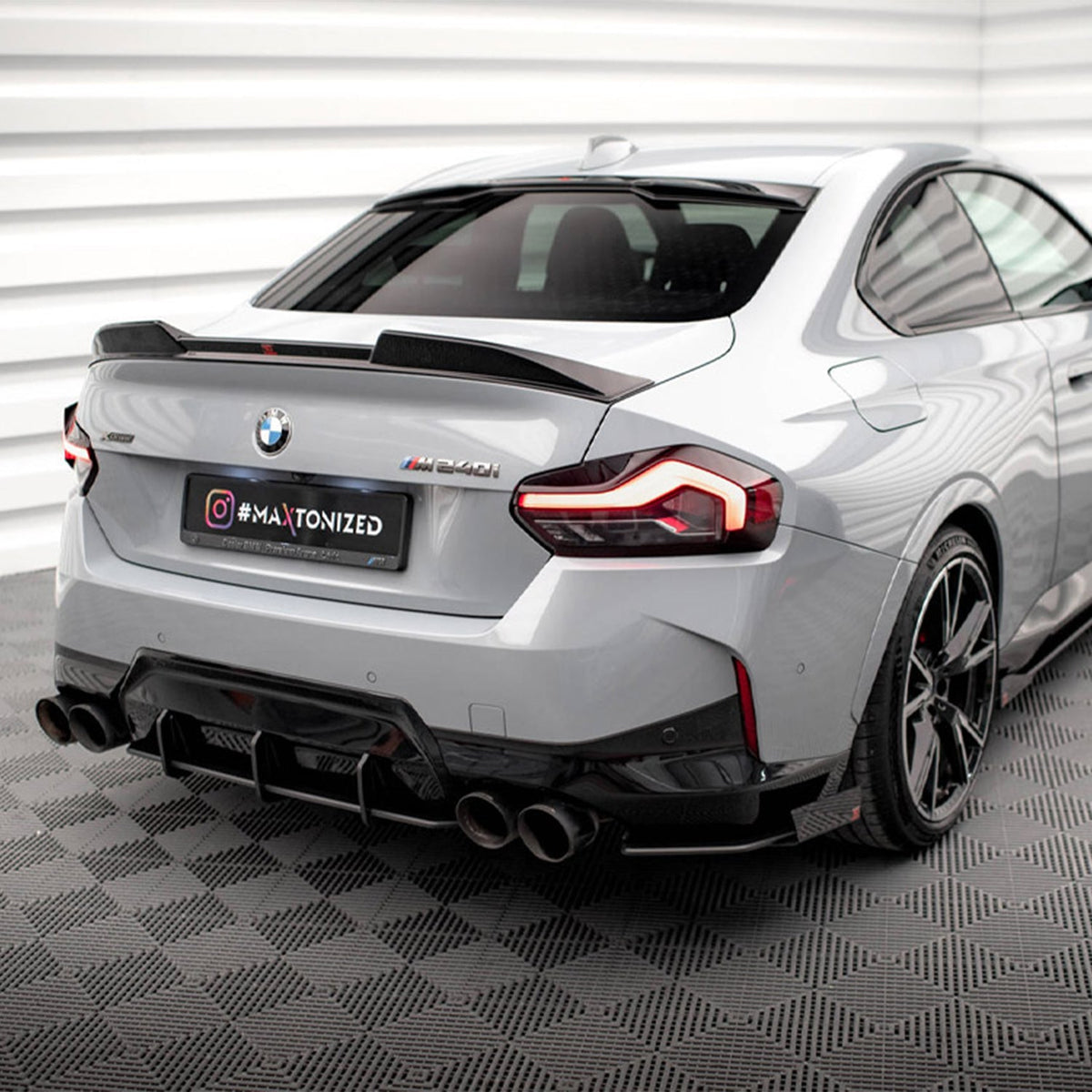 Maxton Design BMW M240i/2 Series Street Pro Rear Side Splitters + Flaps In Black (G42)