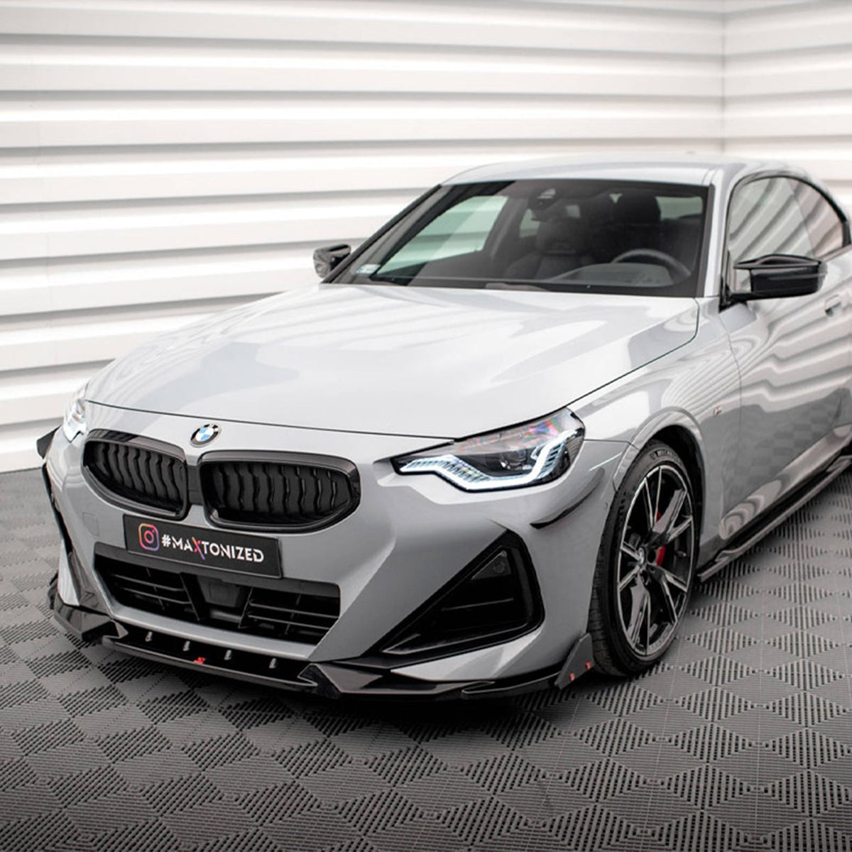 Maxton Design BMW M240i/2 Series V2 Front Splitter + Flaps In Gloss Black (G42)