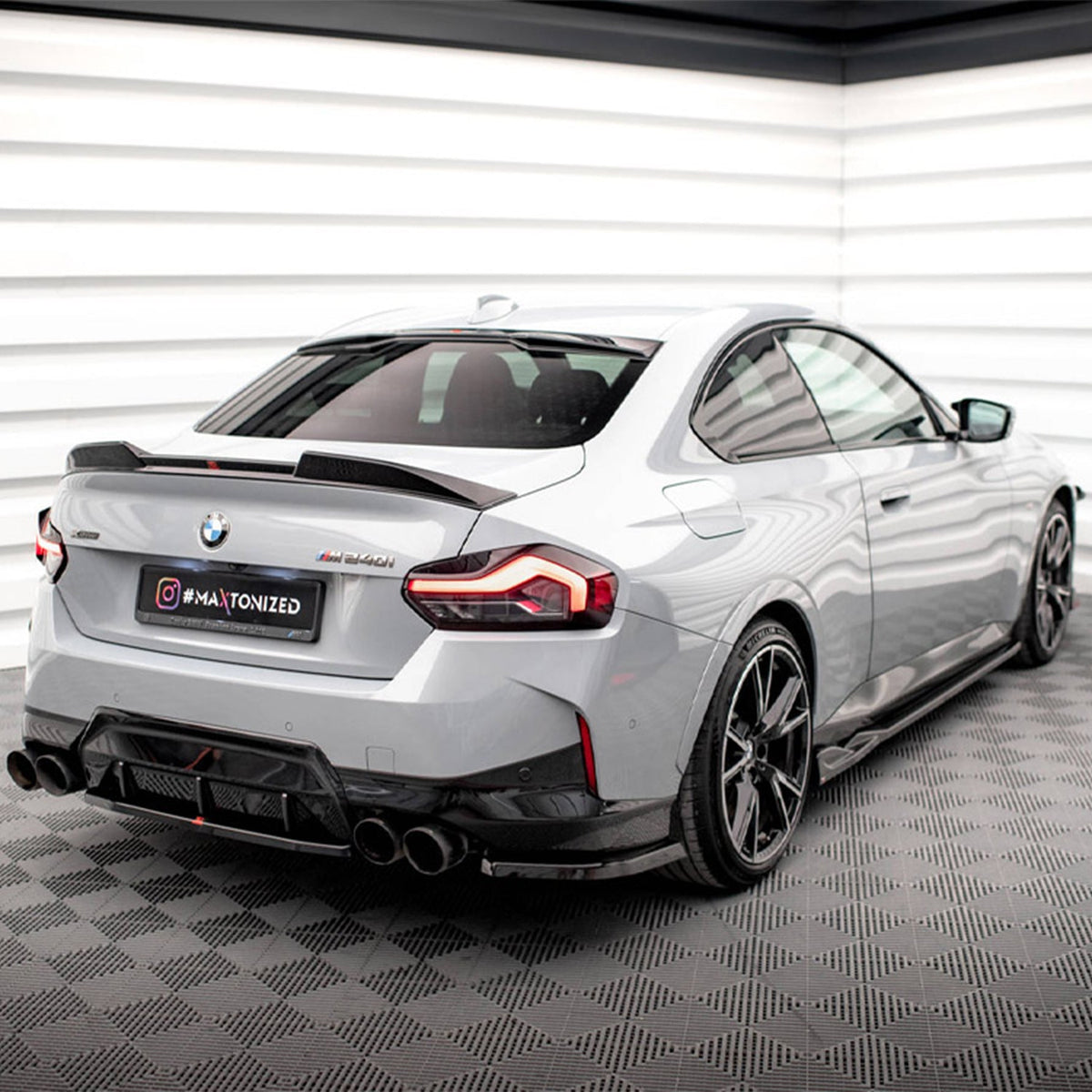 Maxton Design BMW M240i/2 Series V2 Rear Side Splitters In Gloss Black (G42)