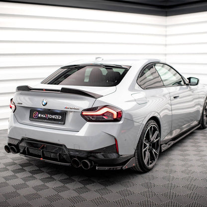Maxton Design BMW M240i/2 Series V2 Rear Side Splitters + Flaps In Gloss Black (G42)