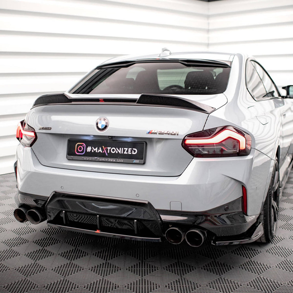 Maxton Design BMW M240i Central Rear Splitter In Gloss Black (G42)