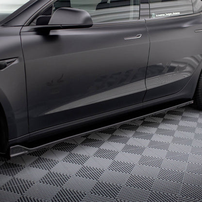 Maxton Design Tesla Model 3 V2 Side Skirts In Gloss Black (2017-2023)