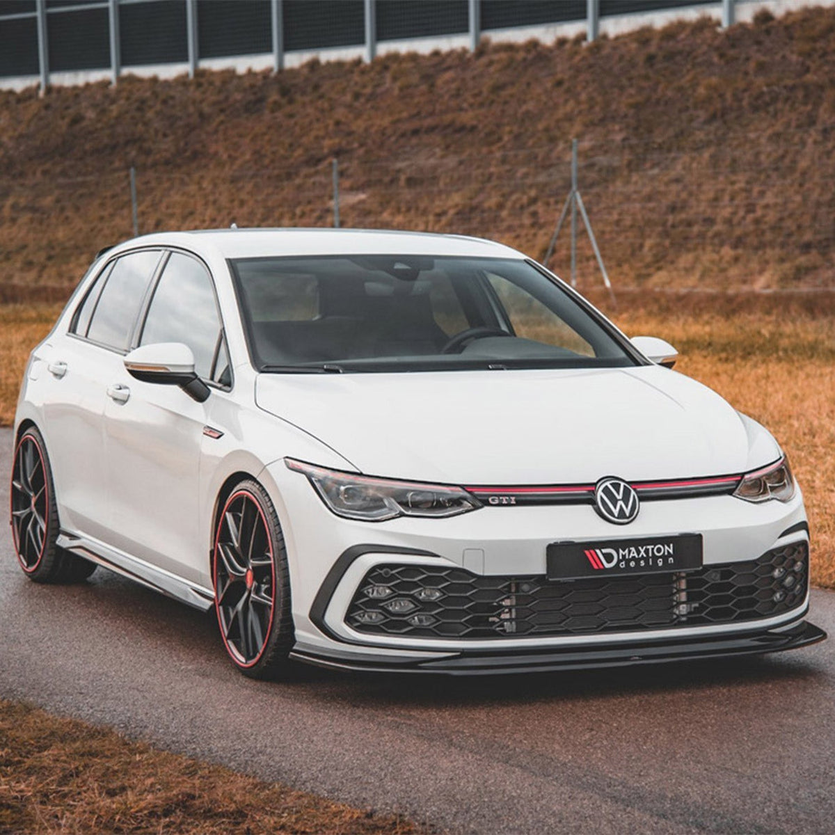 Maxton Design Volkswagen Golf GTI/R-Line V5 Front Splitter In Gloss Black (Mk8)
