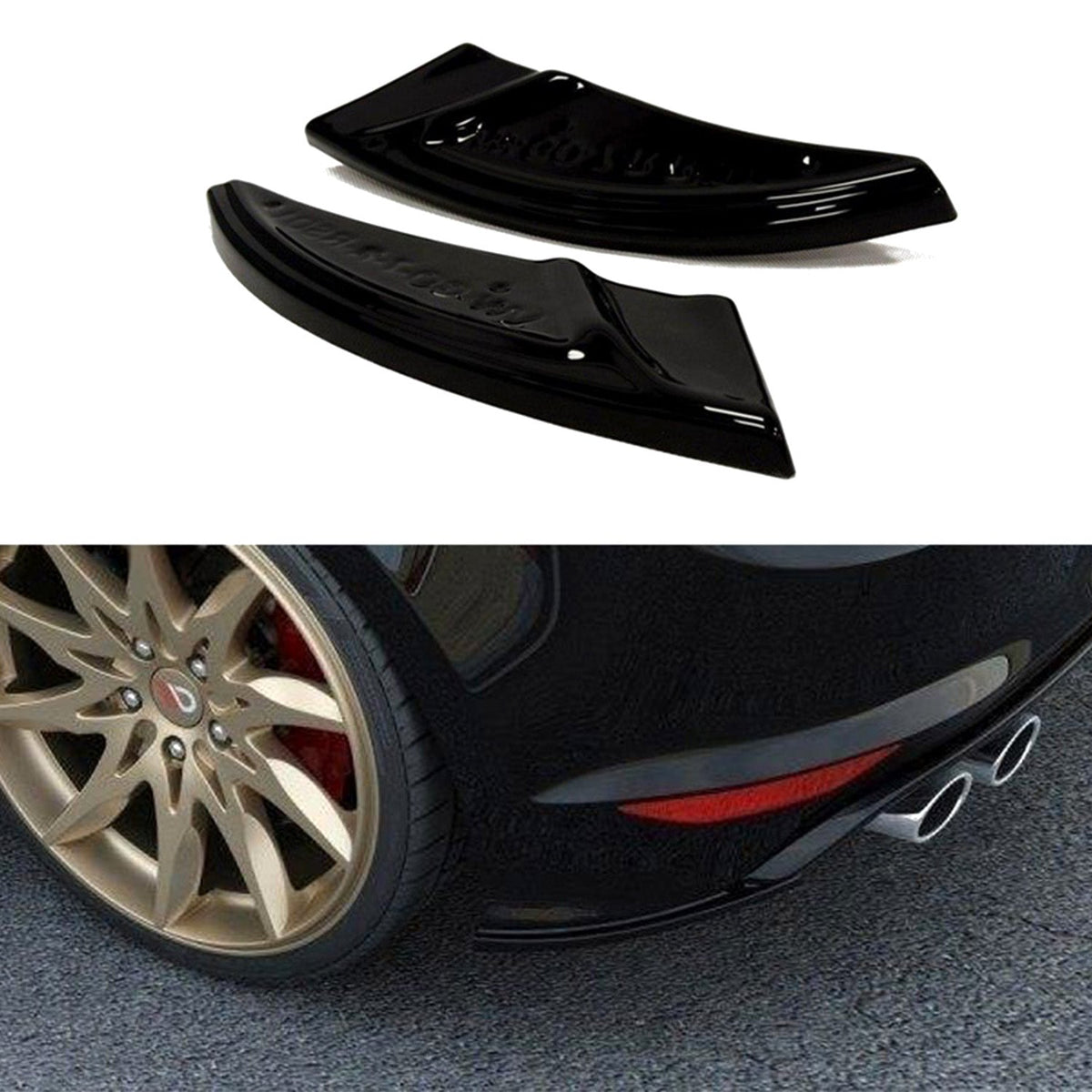 Maxton Design Volkswagen Golf R Rear Side Splitters In Gloss Black (Mk7)