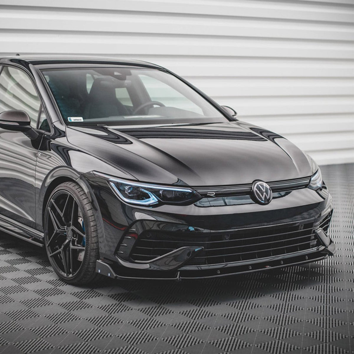 Maxton Design Volkswagen Golf R V2 Front Splitter With Flaps In Gloss Black (Mk8)