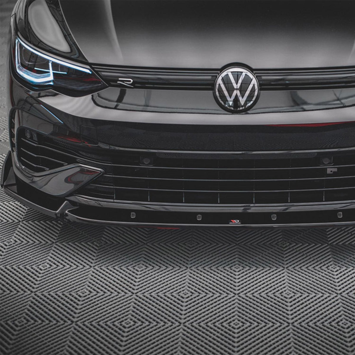 Maxton Design Volkswagen Golf R V2 Front Splitter With Flaps In Gloss Black (Mk8)