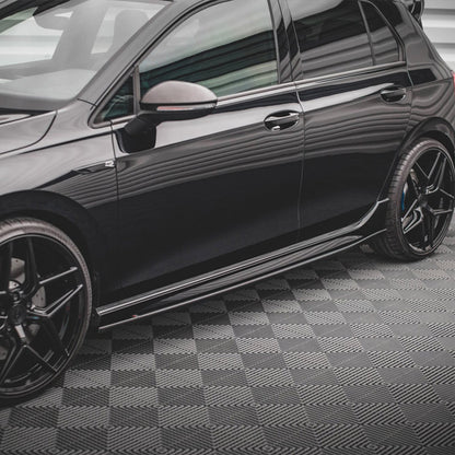 Maxton Design Volkswagen Golf R V2 Side Skirts In Gloss Black (Mk8)