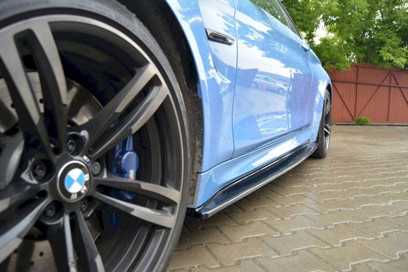 Maxton Side Skirts Diffusers BMW M4 F82/F83 (2014-20) In Gloss Black