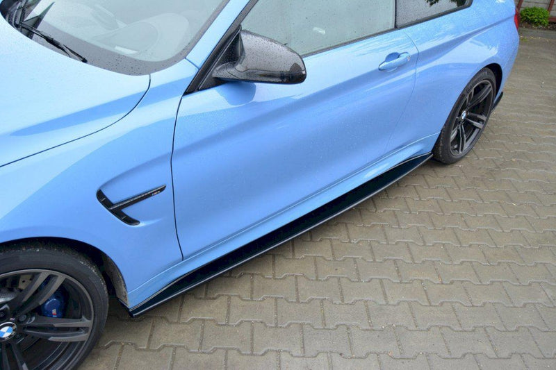 Maxton Side Skirts Diffusers BMW M4 F82/F83 (2014-20) In Gloss Black