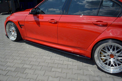 Maxton Side Skirts Diffusers V.1 BMW M3 F80 (2014-18) In Gloss Black