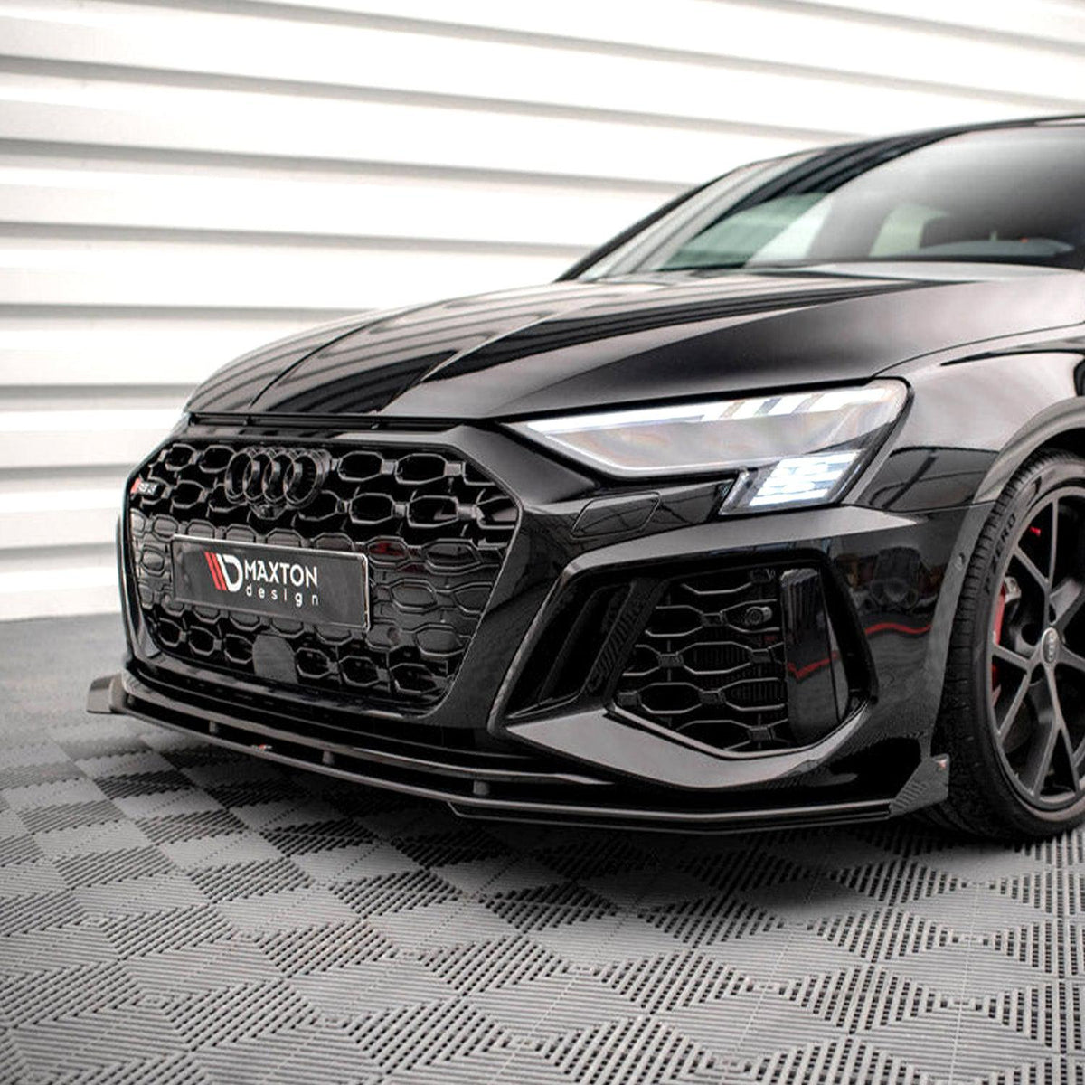 Maxton Street Pro Front Splitter V.1 (+Flaps) Audi RS3 Sportback 8Y (2020-) in Black