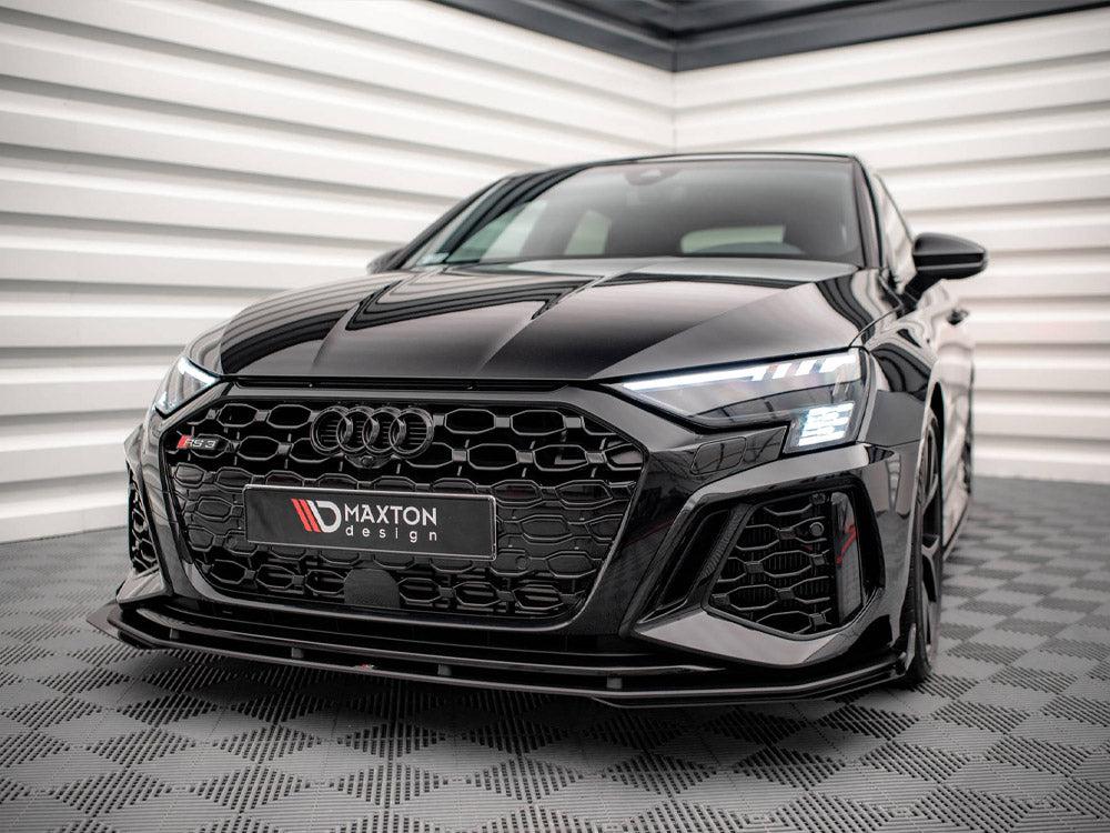 Maxton Street Pro Front Splitter V.1 (+Flaps) Audi RS3 Sportback 8Y (2020-) in Black
