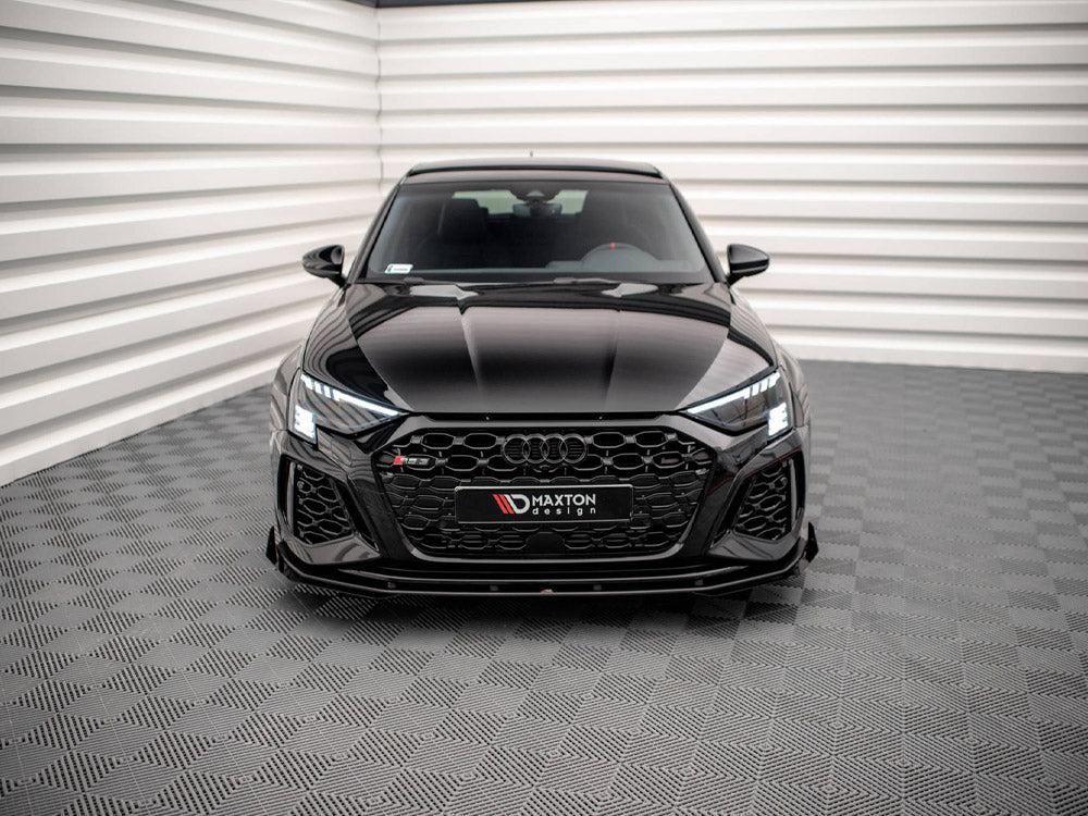 Maxton Street Pro Front Splitter V.1 (+Flaps) Audi RS3 Sportback 8Y (2020-) in Black