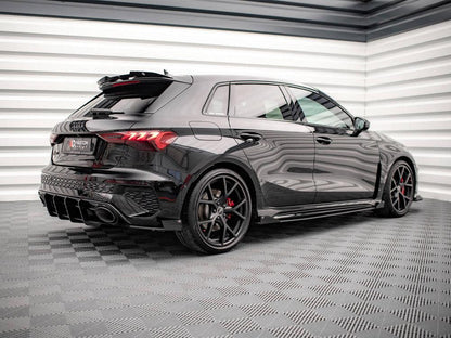 Maxton Street Pro Side Skirts Diffusers (+Flaps) AUDI RS3 Sportback 8Y (2020-) in Black