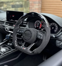 LED Carbon Fiber Steering Wheel for Audi B8/B8.5 A3 A4 A5 RS Models (2012–2016)
