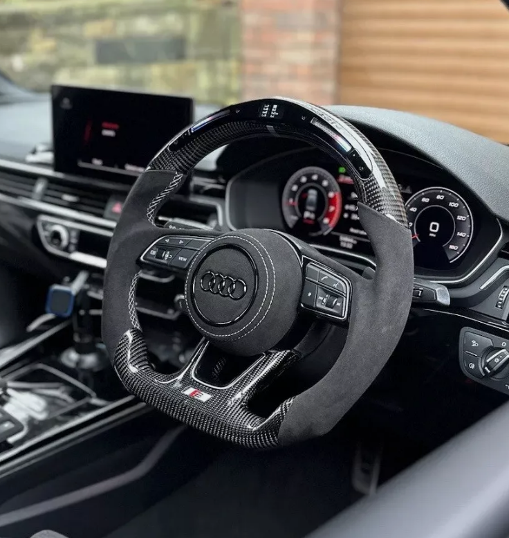 LED Carbon Fiber Steering Wheel for Audi B8/B8.5 A3 A4 A5 RS Models (2012–2016)