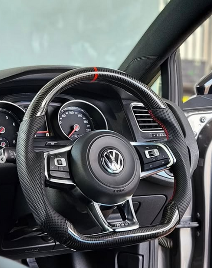 Volkswagen Golf MK7 / MK7.5 GTI / GTD / R-Line / R Carbon Fibre Steering Wheel (CUSTOM / 2013 - 2020