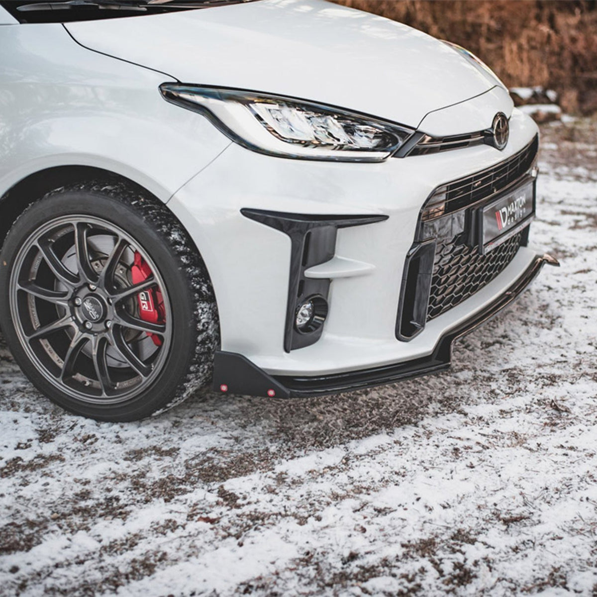 Maxton Design Toyota GR Yaris V3 Front Splitter + Flaps In Gloss Black (Mk4)