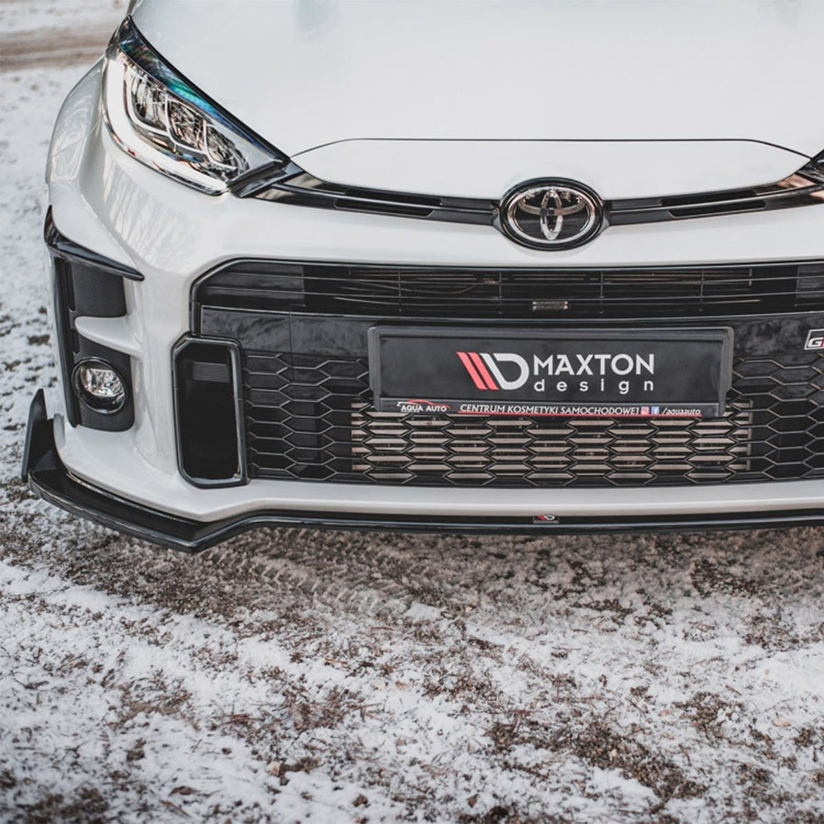 Maxton Design Toyota GR Yaris V3 Front Splitter + Flaps In Gloss Black (Mk4)