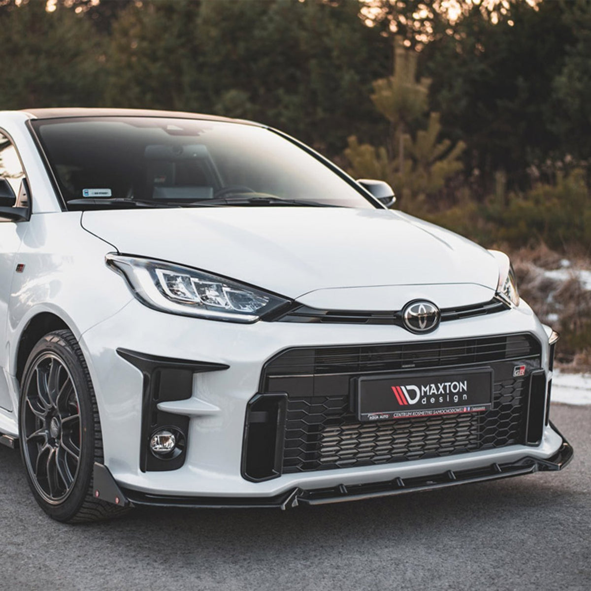 Maxton Design Toyota GR Yaris V2 Front Splitter + Flaps In Gloss Black (Mk4)