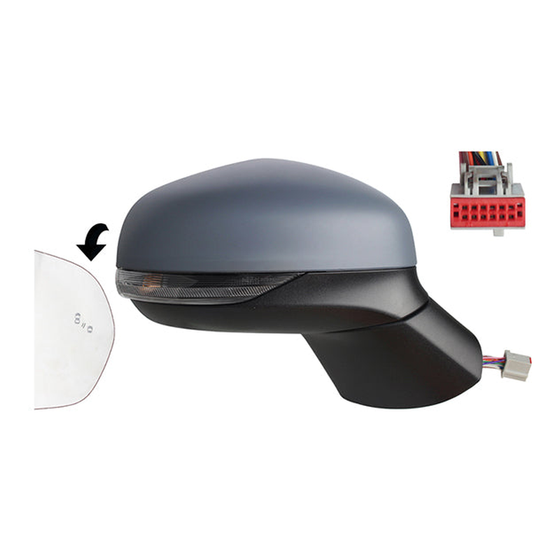 Puma 2019-22 Door Mirror Elec Heat P/Fold Blis Ind Kerb Glass Primed 12 Pi Right
