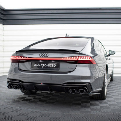 Maxton Design Rear Valance + Black Exhaust Ends Imitation compatible with Audi A7 S Line C8 / S7 C8 / C8 Facelift / S7 Facelift