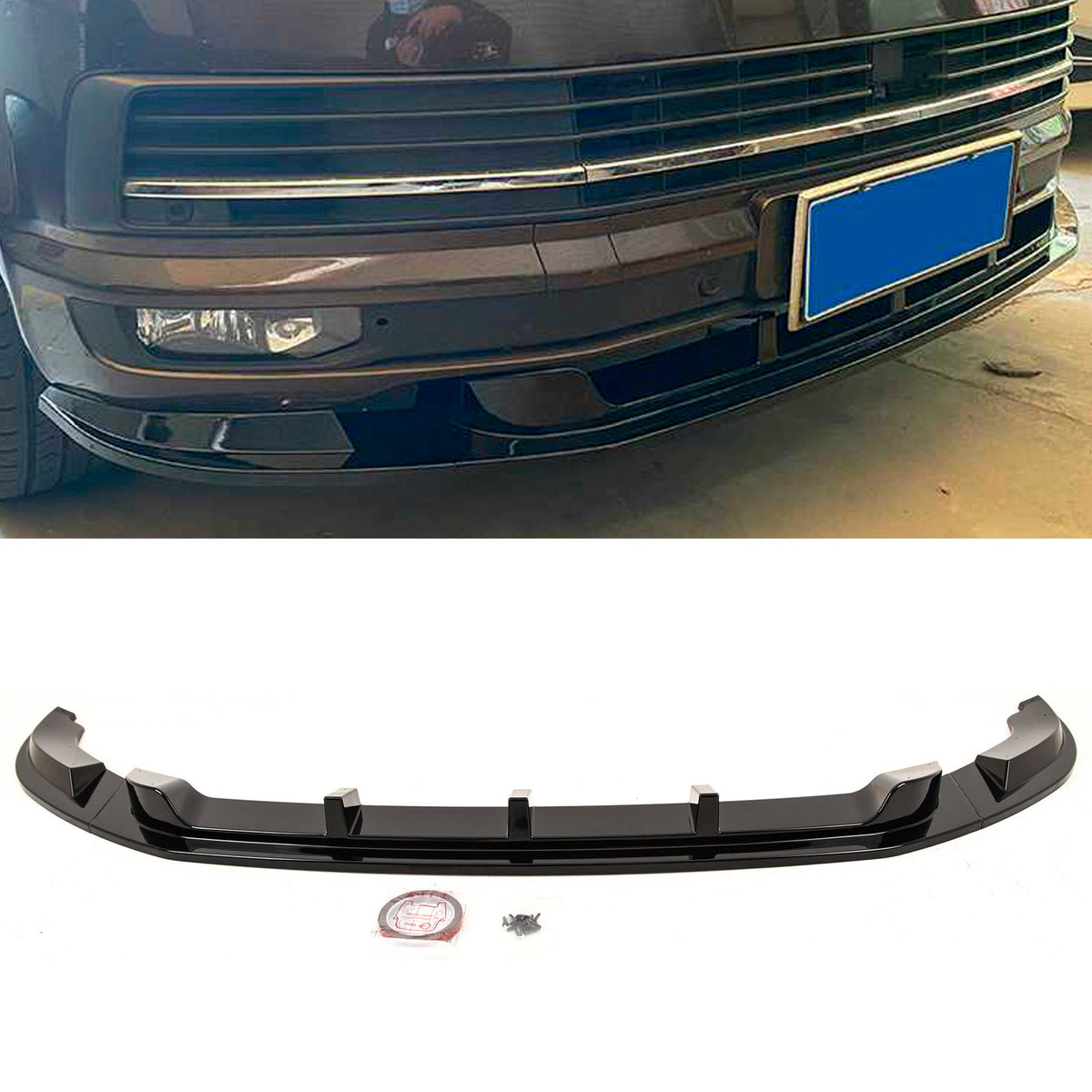 VW Transporter T6 2015-2019 Front Lip Splitter Spoiler Gloss Black
